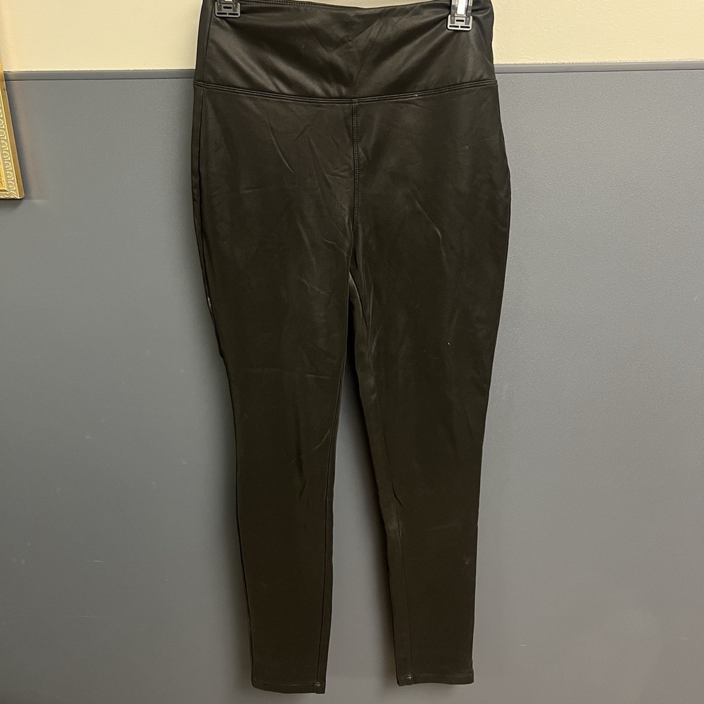 BKE Faux Leather Pants Womens Medium Black Skinny Leg Pull On Stretch Fleece Lin